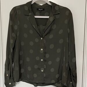 Madewell Olive Long Sleeve Blouse Size S